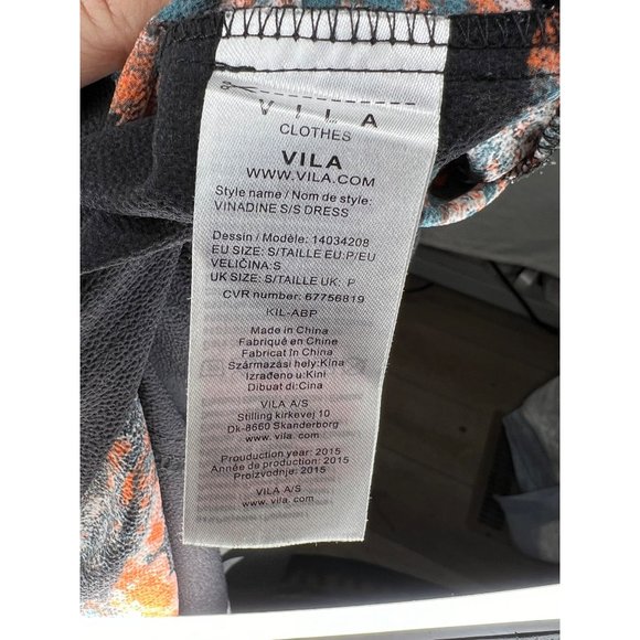 Kimono by Villa dress shirt button front size small black with peach and green f - Picture 7 of 10